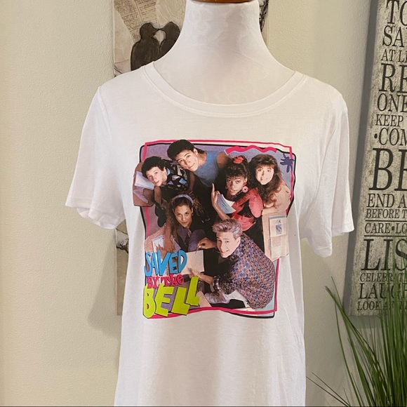 Saved By the Bell Transfer T-Shirt White NWT - Picture 2 of 6